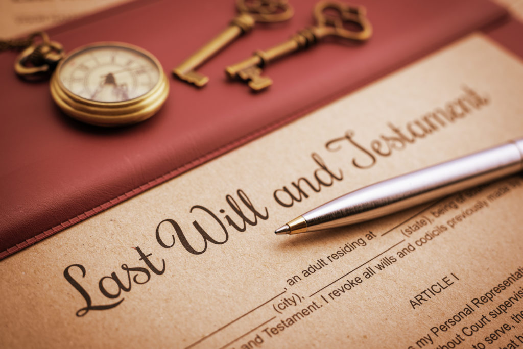 last will and testament with ballpoint pen