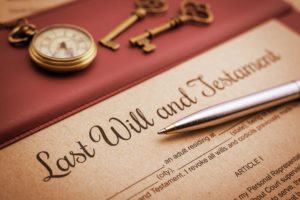 last will and testament with ballpoint pen